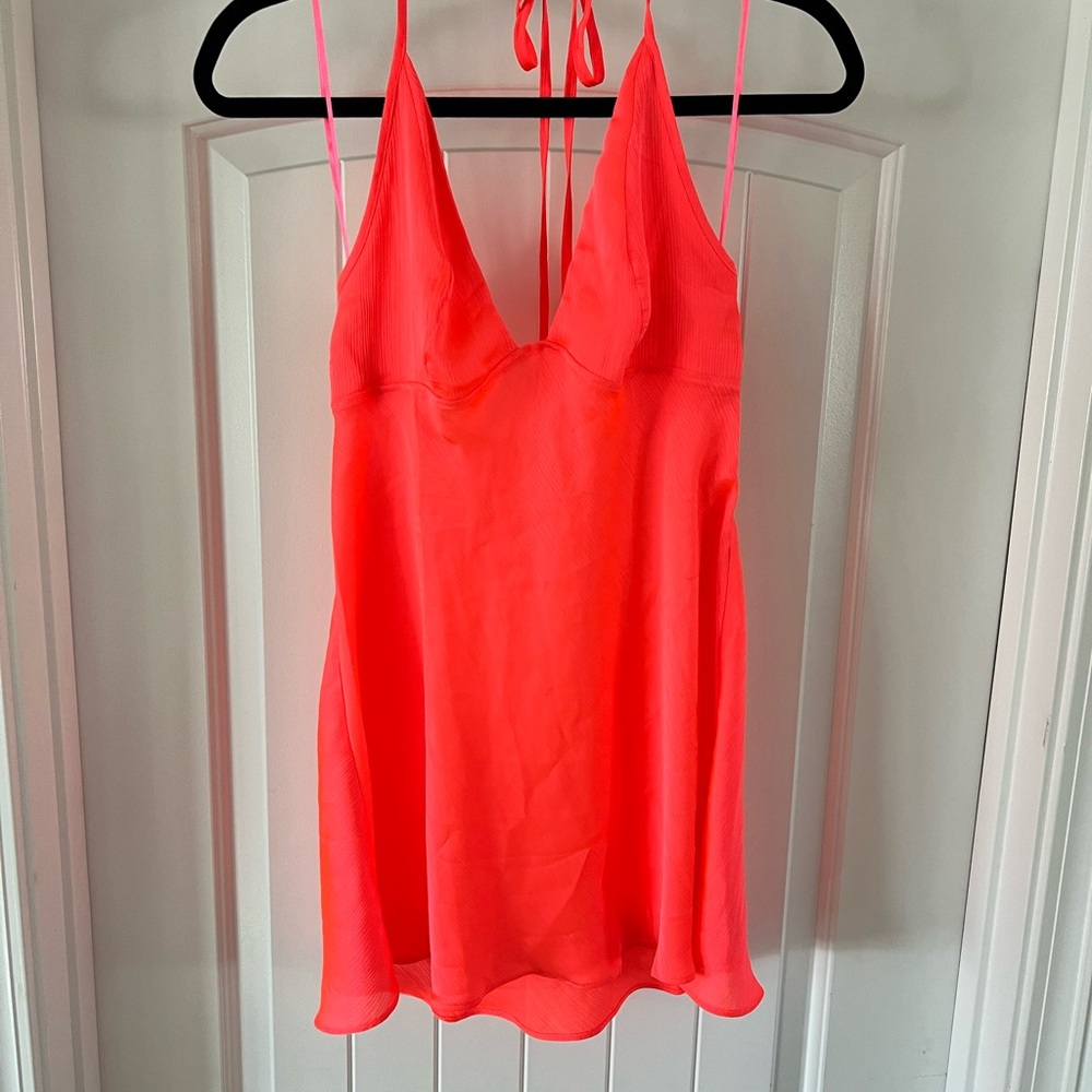 Free People Vibrant Pink Strappy Mini Dress